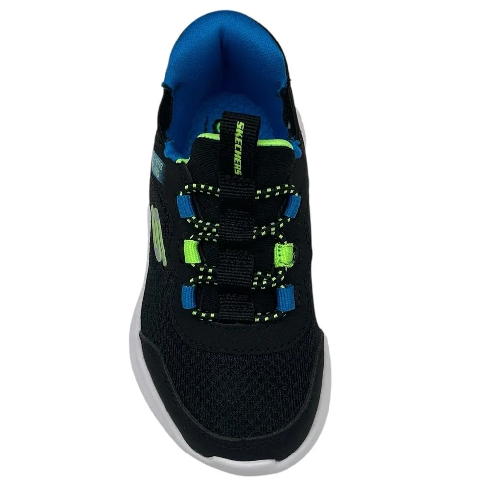 Skechers Bounder Toddler Boys Slip-on Athletic Shoes Size 7 Black Blue Lime